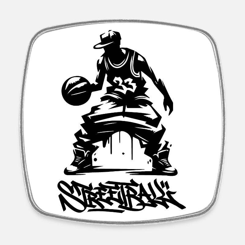Streetball Player 33 - Square fridge magnet - white