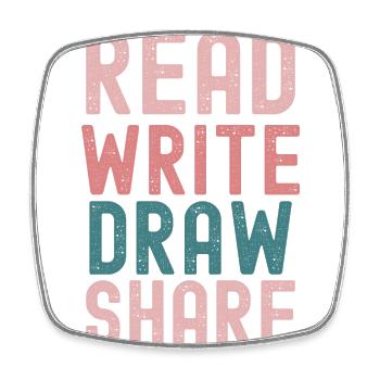 Title: Creative Inspiration in Four Words - Square fridge magnet - white - Front