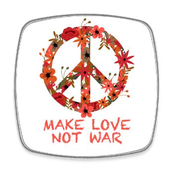 Fleurs hippie paix - Magnet carré - blanc - Devant