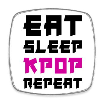 Manger Sleep K-Pop Répéter - Magnet carré - blanc - Devant