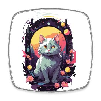 Gothic Cat Mystical Cat Lover Design - Square fridge magnet - white - Front