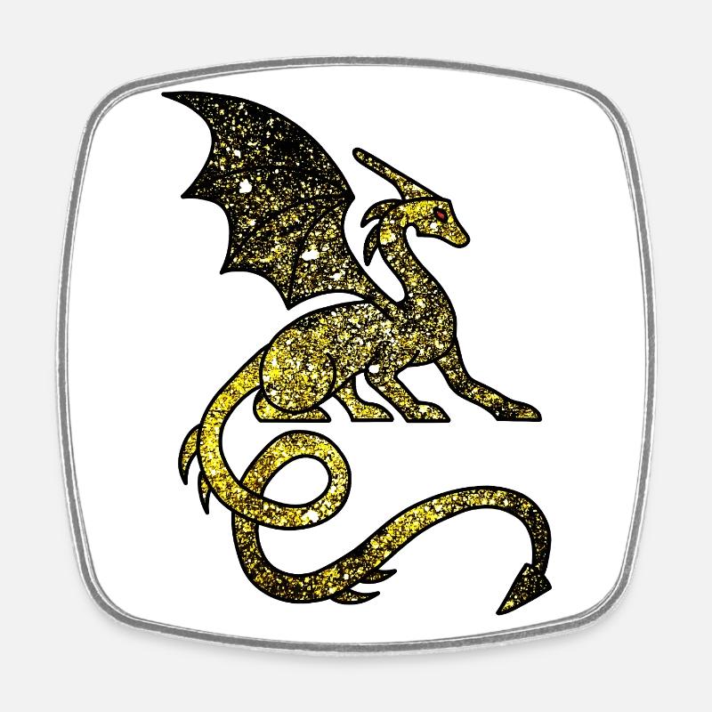 Cosmic Medieval Dragon - Square fridge magnet - white