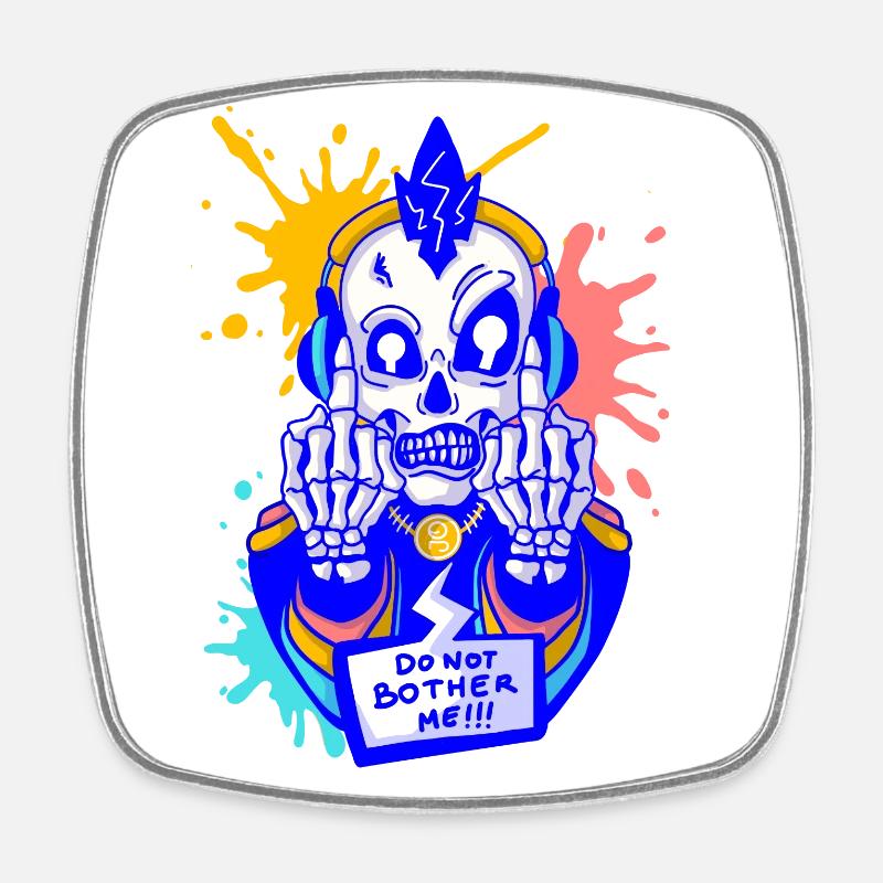 Skull Dude - Magnet carré - blanc