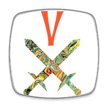 Crossed swords E 200 V - Square fridge magnet - white - Front