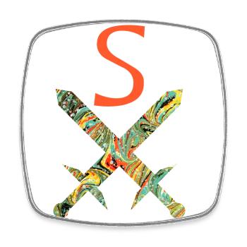 Crossed swords E 200 S - Square fridge magnet - white - Front