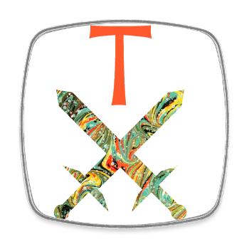 Crossed swords E 200 t - Square fridge magnet - white - Front