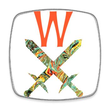 Crossed swords E 200 W - Square fridge magnet - white - Front