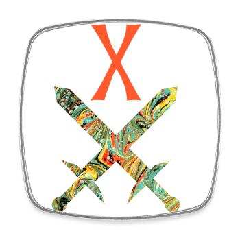 Crossed swords E 200 x - Square fridge magnet - white - Front
