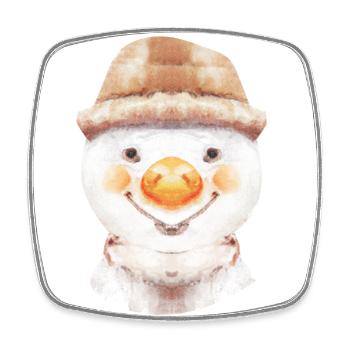 Fröhlicher Schneemann Gesicht - Viereckiger Kühlschrankmagnet - Weiß - Vorne