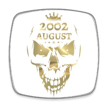 August 2002 Totenkopf Gold - Viereckiger Kühlschrankmagnet - Weiß - Vorne