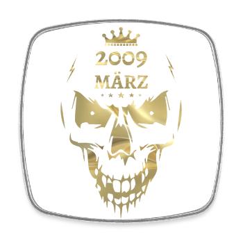 Januar 2009 Totenkopf Gold - Viereckiger Kühlschrankmagnet - Weiß - Vorne