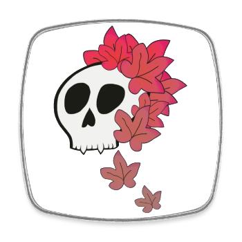 un crâne pour l’AUTOMNE en rosé - Magnet carré - blanc - Devant