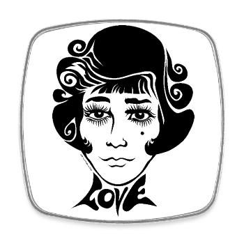 60s Love Sixties Frauengesicht Frau Gesicht female - Viereckiger Kühlschrankmagnet - Weiß - Vorne