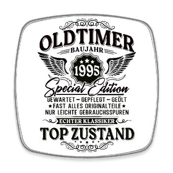 Oldtimer Baujahr 1995 Jahrgang Geburtstag Geschenk - Viereckiger Kühlschrankmagnet - Weiß - Vorne