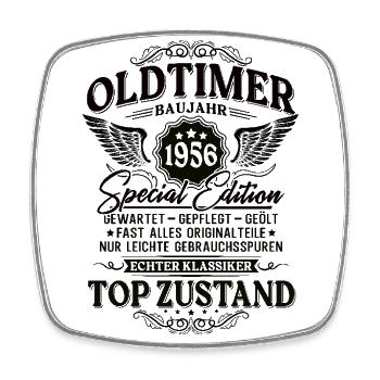 Oldtimer Baujahr 1956 Jahrgang Geburtstag Geschenk - Viereckiger Kühlschrankmagnet - Weiß - Vorne
