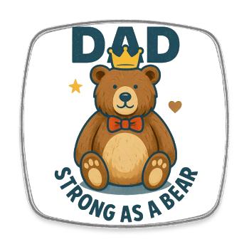 Papa, fort comme un ours - Magnet carré - blanc - Devant