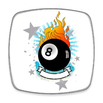 Brûler 8-Ball (conception de billard) 01 - Magnet carré - blanc - Devant