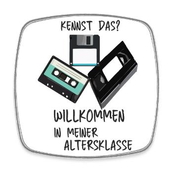 Kassetten Vhs Altersklasse alte Zeiten - Viereckiger Kühlschrankmagnet - Weiß - Vorne