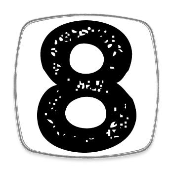8 number jersey - Square fridge magnet - white - Front
