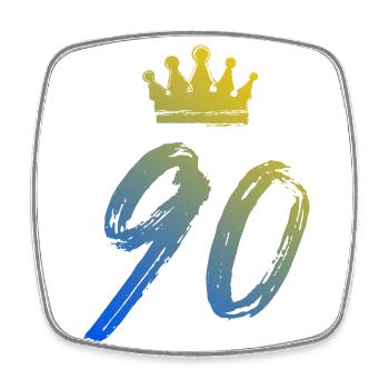 90 Number crown - Square fridge magnet - white - Front