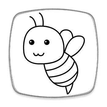 Honeybee Comic Animal - Square fridge magnet - white - Front