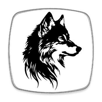Wolf Kopf Tier - Viereckiger Kühlschrankmagnet - Weiß - Vorne