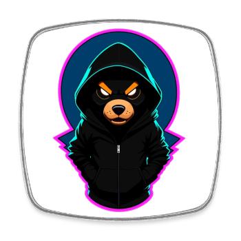 Böser Teddybär Mit Hoodie - Viereckiger Kühlschrankmagnet - Weiß - Vorne