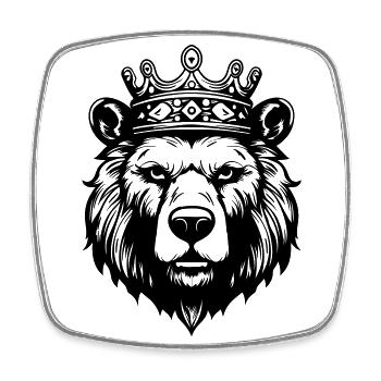 Ours Grizzly Roi de la Couronne - Magnet carré - blanc - Devant