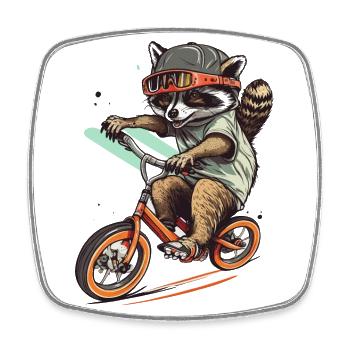 BMX raton laveur - Magnet carré - blanc - Devant
