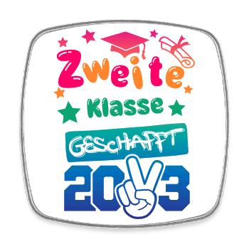 2. Klasse geschafft 2023 - Viereckiger Kühlschrankmagnet - Weiß - Vorne