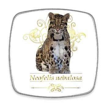 The Clouded Leopard - Square fridge magnet - white - Front