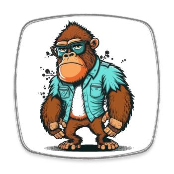 Geek Out, Gorilla! - Square fridge magnet - white - Front