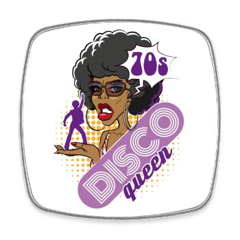 Disco Queen 70s 70er - Viereckiger Kühlschrankmagnet - Weiß - Vorne
