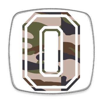 O, Monogram, Camouflage Green-Brown - Square fridge magnet - white - Front