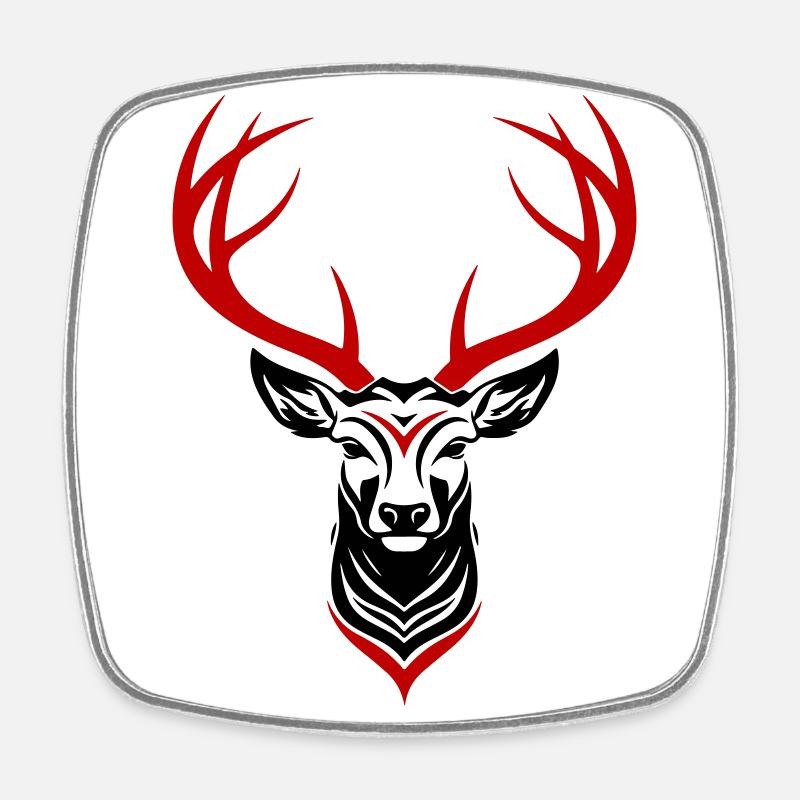 Deer Head - Square fridge magnet - white
