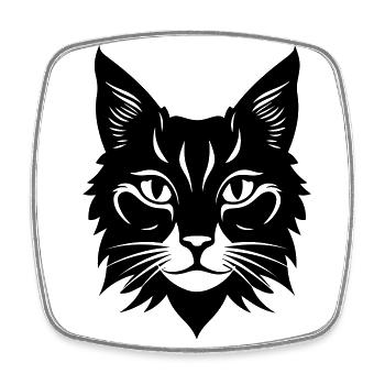 Tête de Portrait de chat - Magnet carré - blanc - Devant
