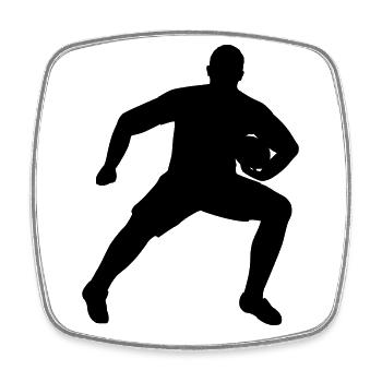 Rugby player defending ball - Square fridge magnet - white - Front