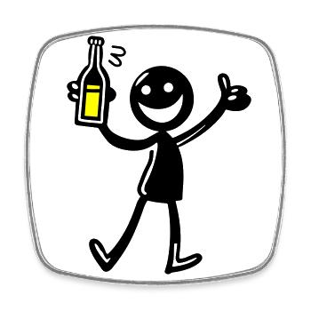 Drinking Comic Illustration Bier - Viereckiger Kühlschrankmagnet - Weiß - Vorne