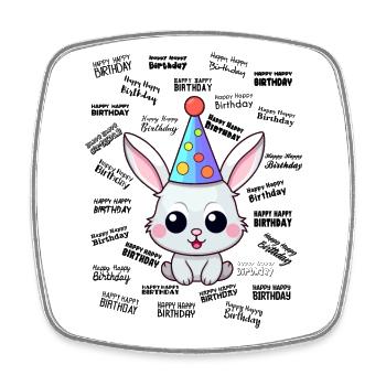 Happy Happy Birthday süßer Hase Geburtstag Kinder - Viereckiger Kühlschrankmagnet - Weiß - Vorne