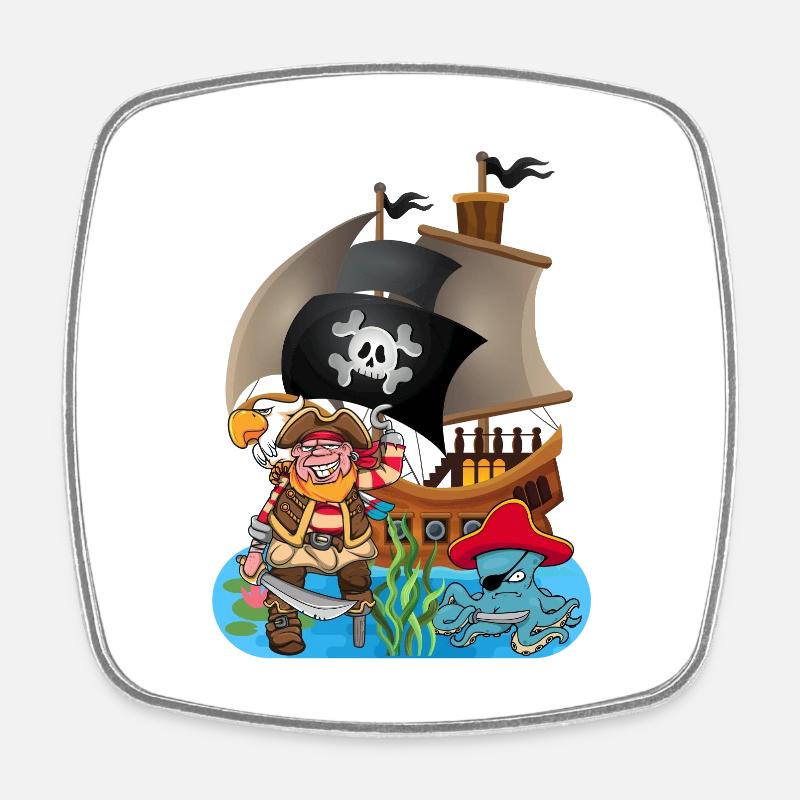 Pirate avec une pieuvre comme costume de pirate - Magnet carré - blanc