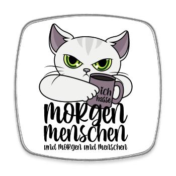 Katze Morgenmenschen Morgen Menschen Kaffee Spruch - Viereckiger Kühlschrankmagnet - Weiß - Vorne