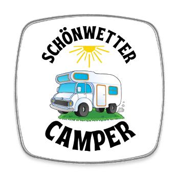 Schönwetter Camper - Viereckiger Kühlschrankmagnet - Weiß - Vorne