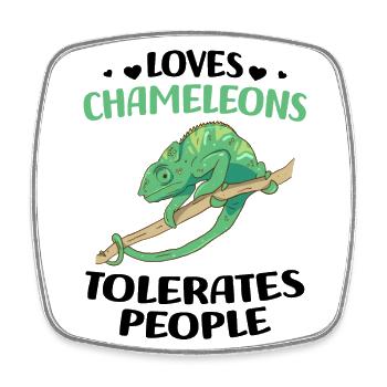 Chameleon - Viereckiger Kühlschrankmagnet - Weiß - Vorne