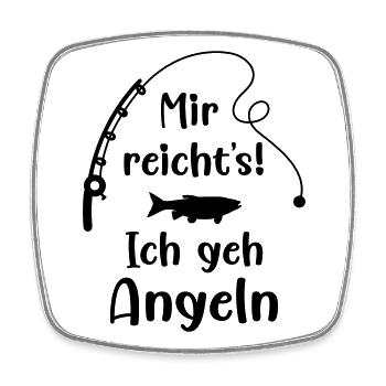Angler Fisch Angelrute Mir reichts Ich geh angeln - Viereckiger Kühlschrankmagnet - Weiß - Vorne