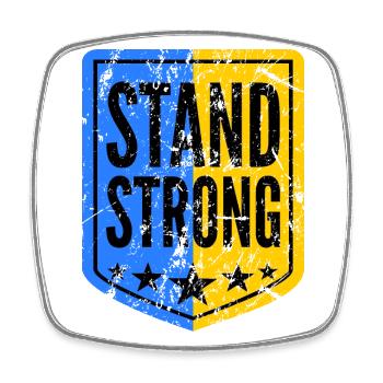 Ukraine stood strong coat of arms support - Square fridge magnet - white - Front