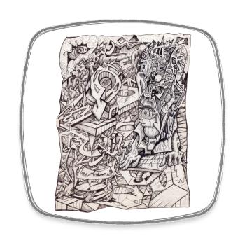 Organ of Worries by Brian Benson - Square fridge magnet - white - Front