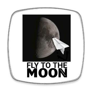 FLIEGEN SIE ZUM MOND - Viereckiger Kühlschrankmagnet - Weiß - Vorne