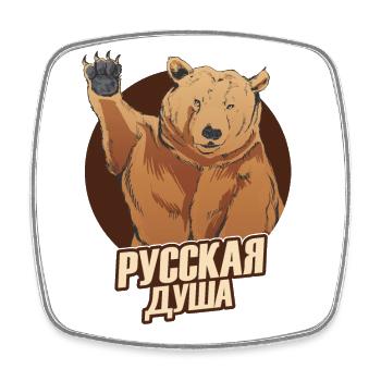 Russischer Bär mit dem Spruch Russische Seele für - Viereckiger Kühlschrankmagnet - Weiß - Vorne