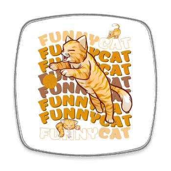 Funny Cat - Viereckiger Kühlschrankmagnet - Weiß - Vorne