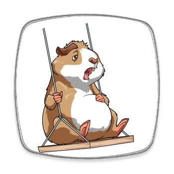Meerschweinchen Schaukelt - Viereckiger Kühlschrankmagnet - Weiß - Vorne